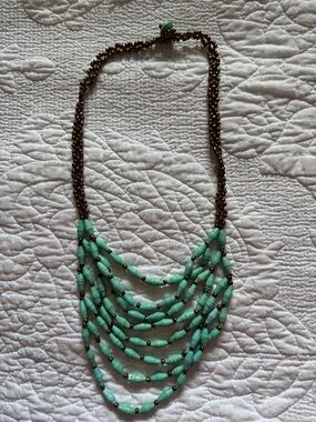 Multi-Strand Turquoise paper Beaded Statement Necklace - Women Jewelry